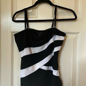 WHBM black and white tank top style with removable straps size M side zipper